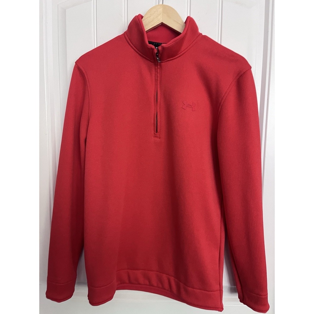 Under Armour ColdGear Men's Loose Fit Golf 1/4 Zip Pullover Red Small 526